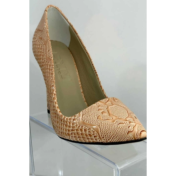 6536 Kabartma Desenli Stiletto Somon