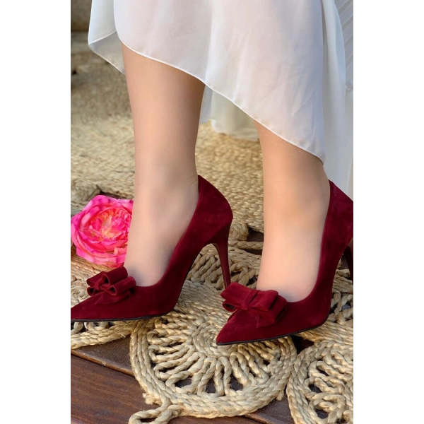 6539 Fiyonklu Stiletto Bordo