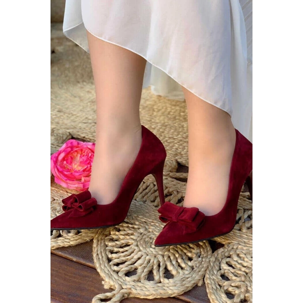 6539 Fiyonklu Stiletto Bordo