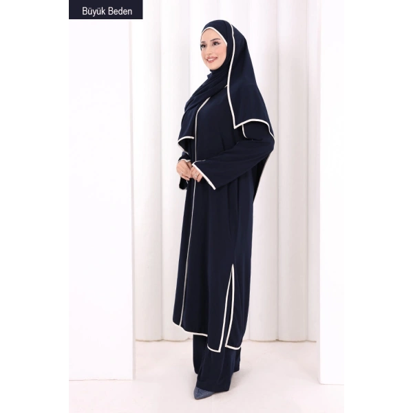 8001-1 Biyeli Pantolonlu Tunik Takım  Şal Lacivert