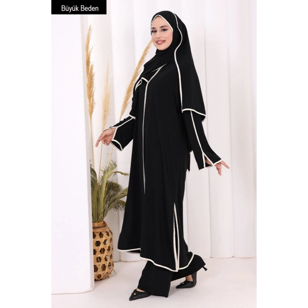 8001-1 Biyeli Pantolonlu Tunik Takım  Şal Siyah