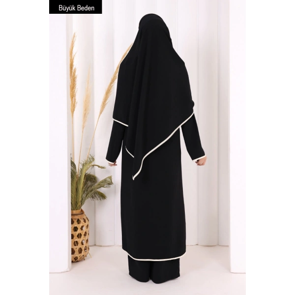 8001-1 Biyeli Pantolonlu Tunik Takım  Şal Siyah