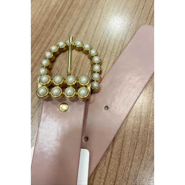 9001 İnci Tokalı Kemer Pudra