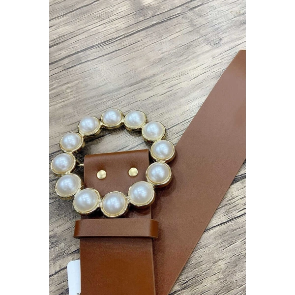 9010 Kalın İncili Kemer Taba