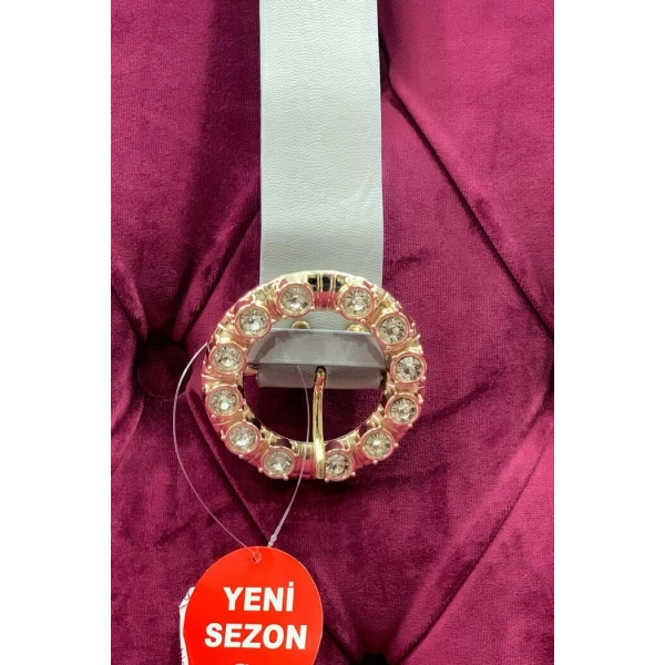 9059 Deri Taşlı Kemer Gri