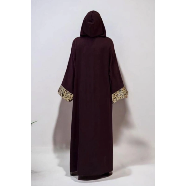 Arapça Harf Baskılı Abaya 70014 Bordo