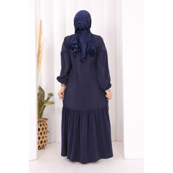 Bağlama Detaylı Elbise 3974 Lacivert