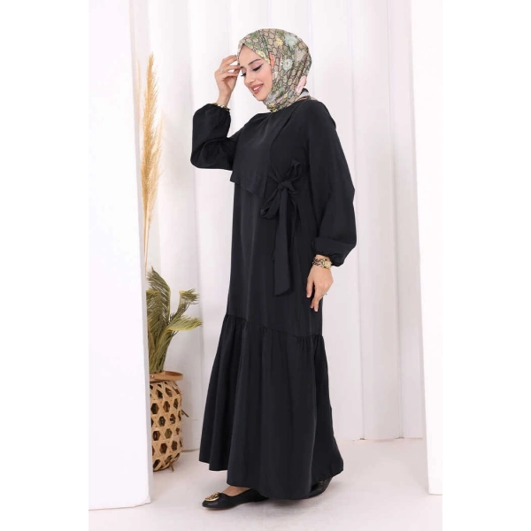 Bağlama Detaylı Elbise 3974 Siyah