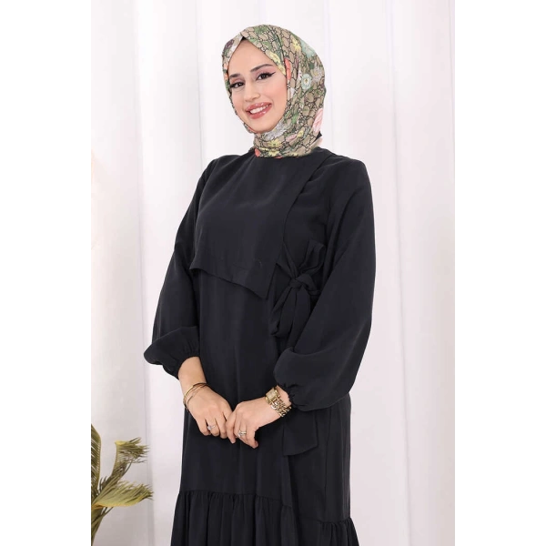 Bağlama Detaylı Elbise 3974 Siyah