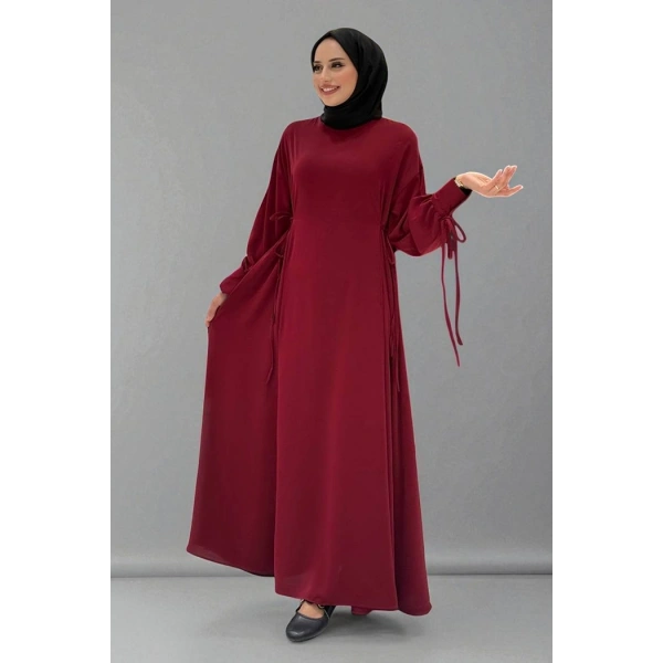 Bağlama Detaylı Elbise 6015 Bordo