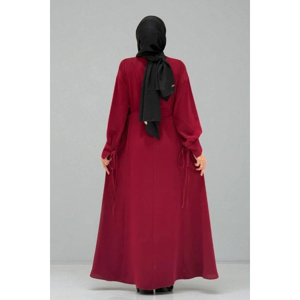 Bağlama Detaylı Elbise 6015 Bordo