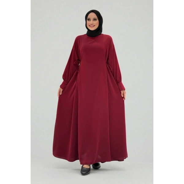 Bağlama Detaylı Elbise 6015 Bordo