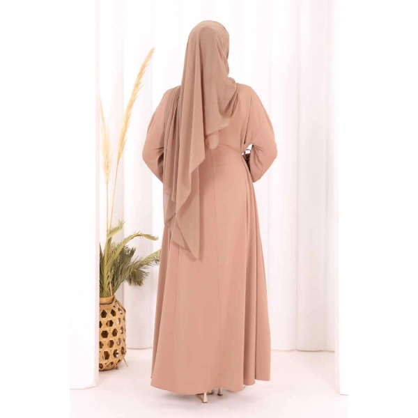 Bağlama Detaylı Elbise 6015 Vizon