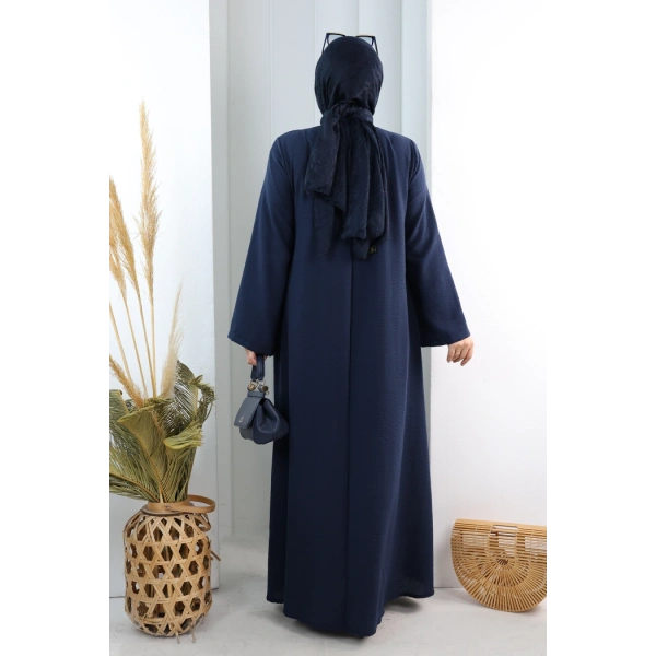 Bağlama Detaylı Elbise 7009 Lacivert