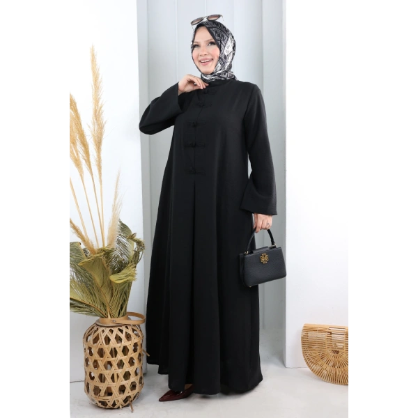Bağlama Detaylı Elbise 7009 Siyah