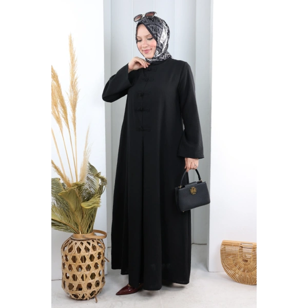 Bağlama Detaylı Elbise 7009 Siyah