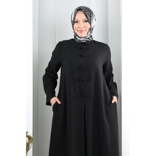 Bağlama Detaylı Elbise 7009 Siyah