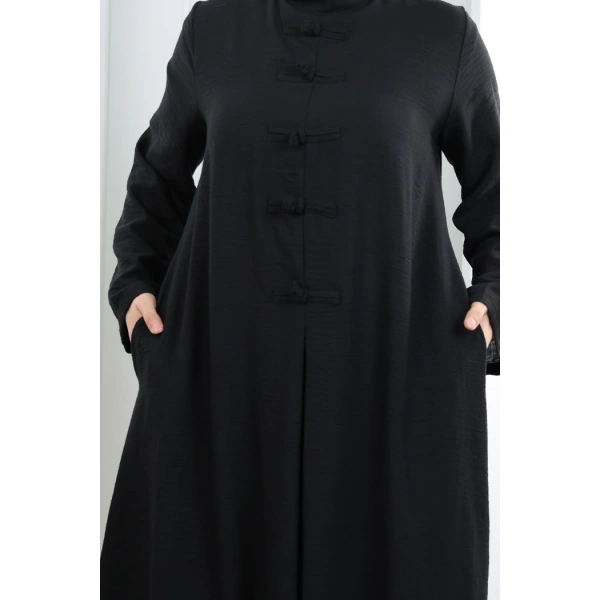 Bağlama Detaylı Elbise 7009 Siyah