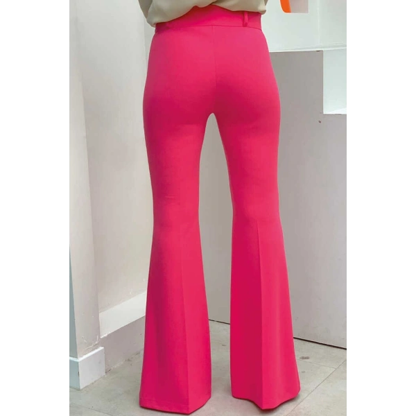 Bel Fermuarlı İspanyolpaça Pantolon 0231 Fuşya