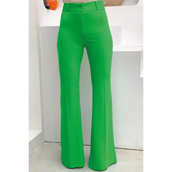 Bel Fermuarlı İspanyolpaça Pantolon 0231 Yeşil