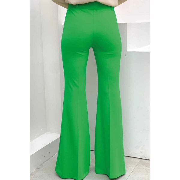 Bel Fermuarlı İspanyolpaça Pantolon 0231 Yeşil