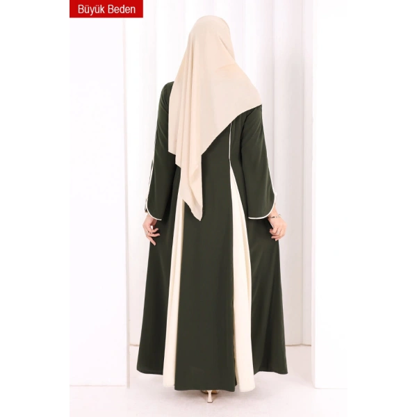 Biyeli Fermuarlı Ferace 7050-1 Haki