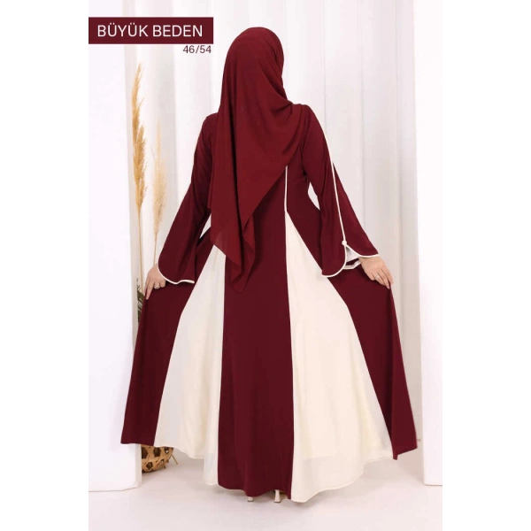 Biyeli Fermuarlı Ferace 7050-1 Mürdüm