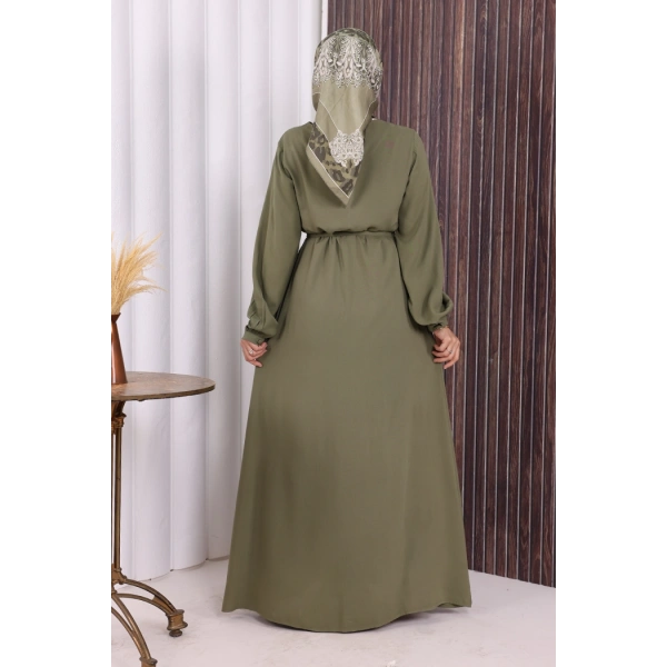 Boydan Düğmeli Ferace 6056 Haki