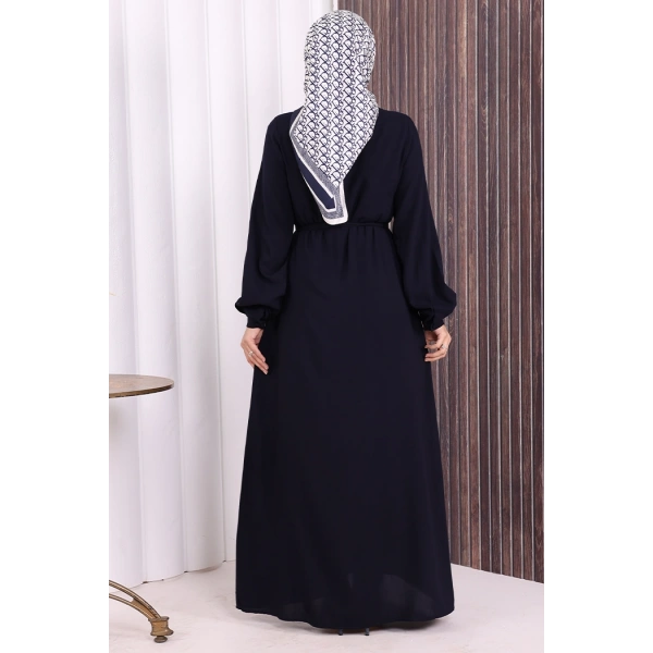 Boydan Düğmeli Ferace 6056 Lacivert