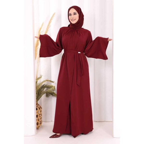 Broş Detaylı Tulumlu Takım 8016 Bordo