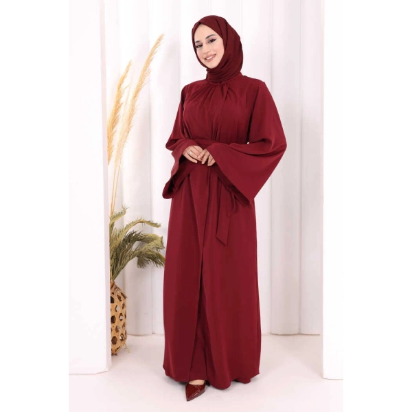 Broş Detaylı Tulumlu Takım 8016 Bordo