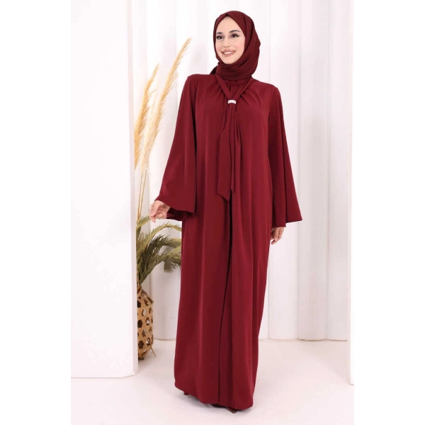 Broş Detaylı Tulumlu Takım 8016 Bordo