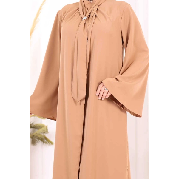 Broş Detaylı Tulumlu Takım 8016 Taba