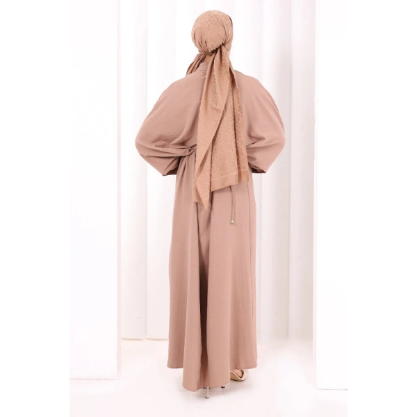 Çapraz Bağlamalı İpli Elbise 6083 Somon
