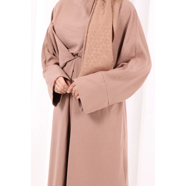 Çapraz Bağlamalı İpli Elbise 6083 Somon