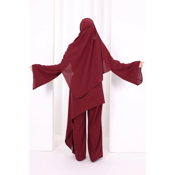 Çapraz Tunik Üçlü Takım 8037 Bordo