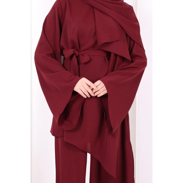 Çapraz Tunik Üçlü Takım 8037 Bordo