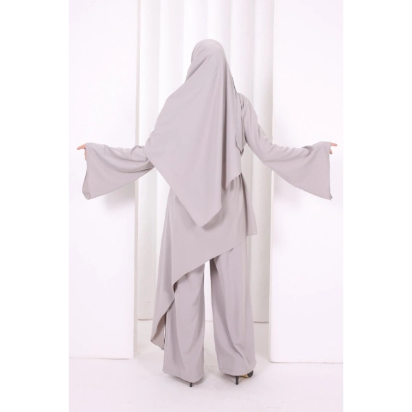 Çapraz Tunik Üçlü Takım 8037 Gri
