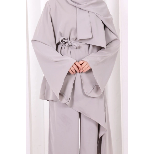 Çapraz Tunik Üçlü Takım 8037 Gri