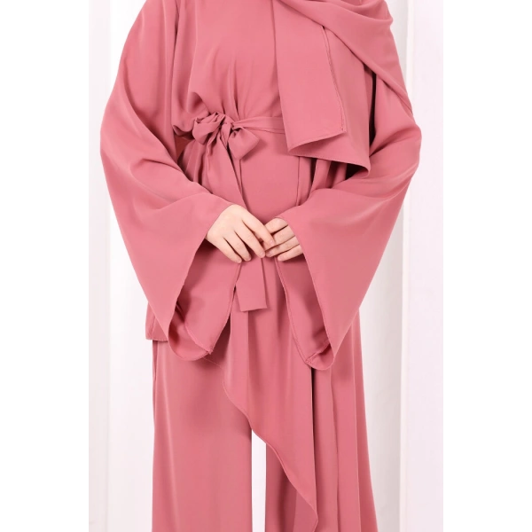 Çapraz Tunik Üçlü Takım 8037 Gül Kurusu