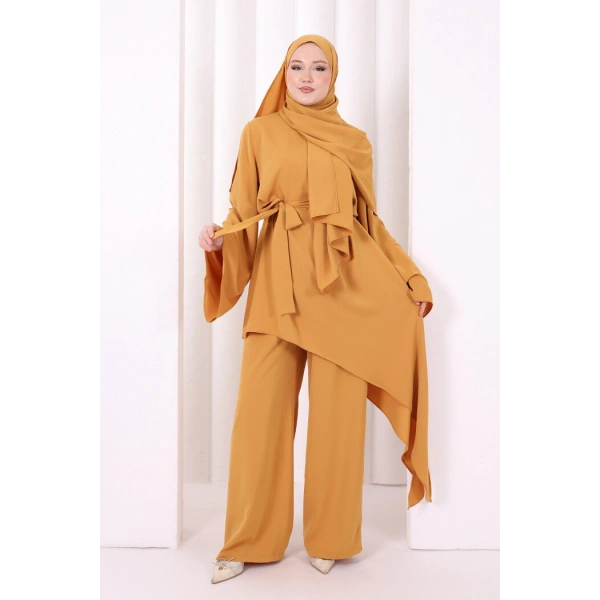 Çapraz Tunik Üçlü Takım 8037 Hardal