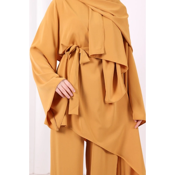Çapraz Tunik Üçlü Takım 8037 Hardal