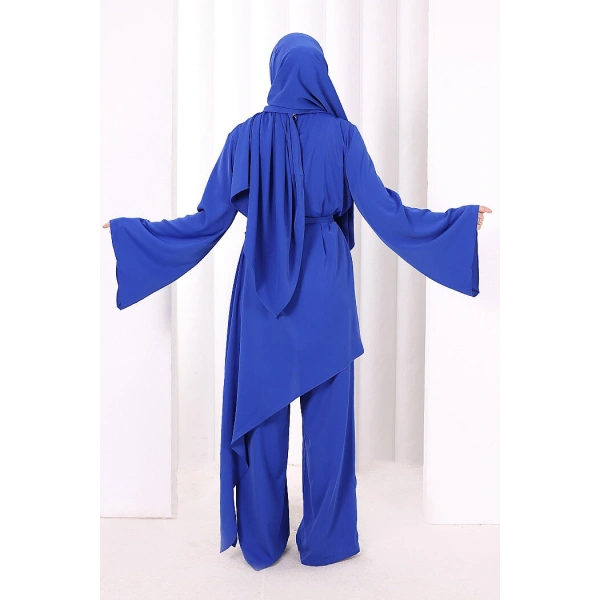 Çapraz Tunik Üçlü Takım 8037 Saks