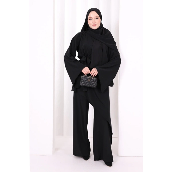 Çapraz Tunik Üçlü Takım 8037 Siyah