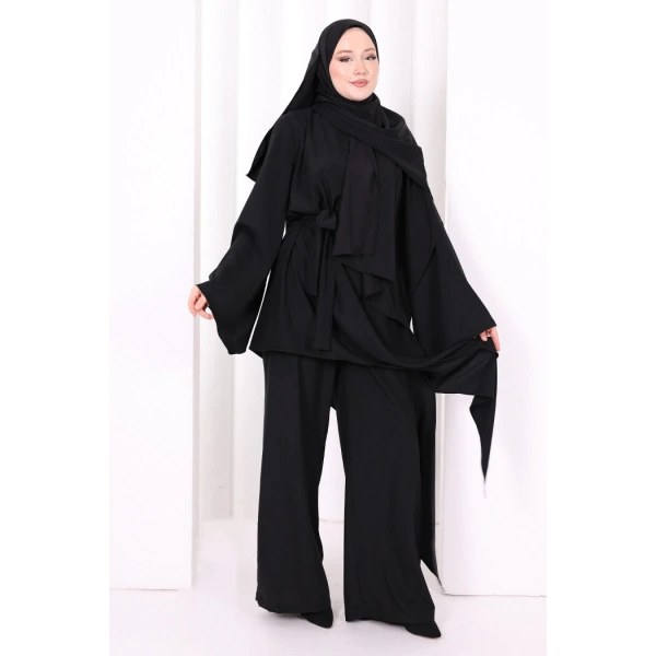 Çapraz Tunik Üçlü Takım 8037 Siyah