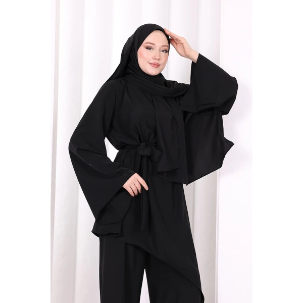 Çapraz Tunik Üçlü Takım 8037 Siyah