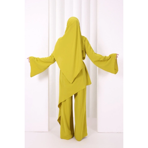 Çapraz Tunik Üçlü Takım 8037 Yağ Yeşili