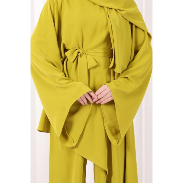 Çapraz Tunik Üçlü Takım 8037 Yağ Yeşili