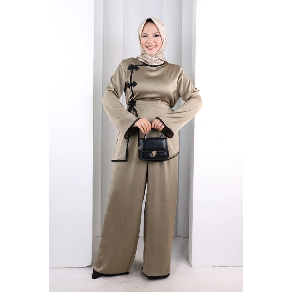 Çin Düğme Detaylı Pantolon Tunik İkili Takım 8714 Haki