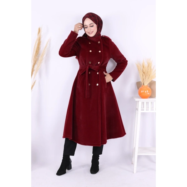 Çıt Çıt Düğme Detay Kaban 70035 Bordo